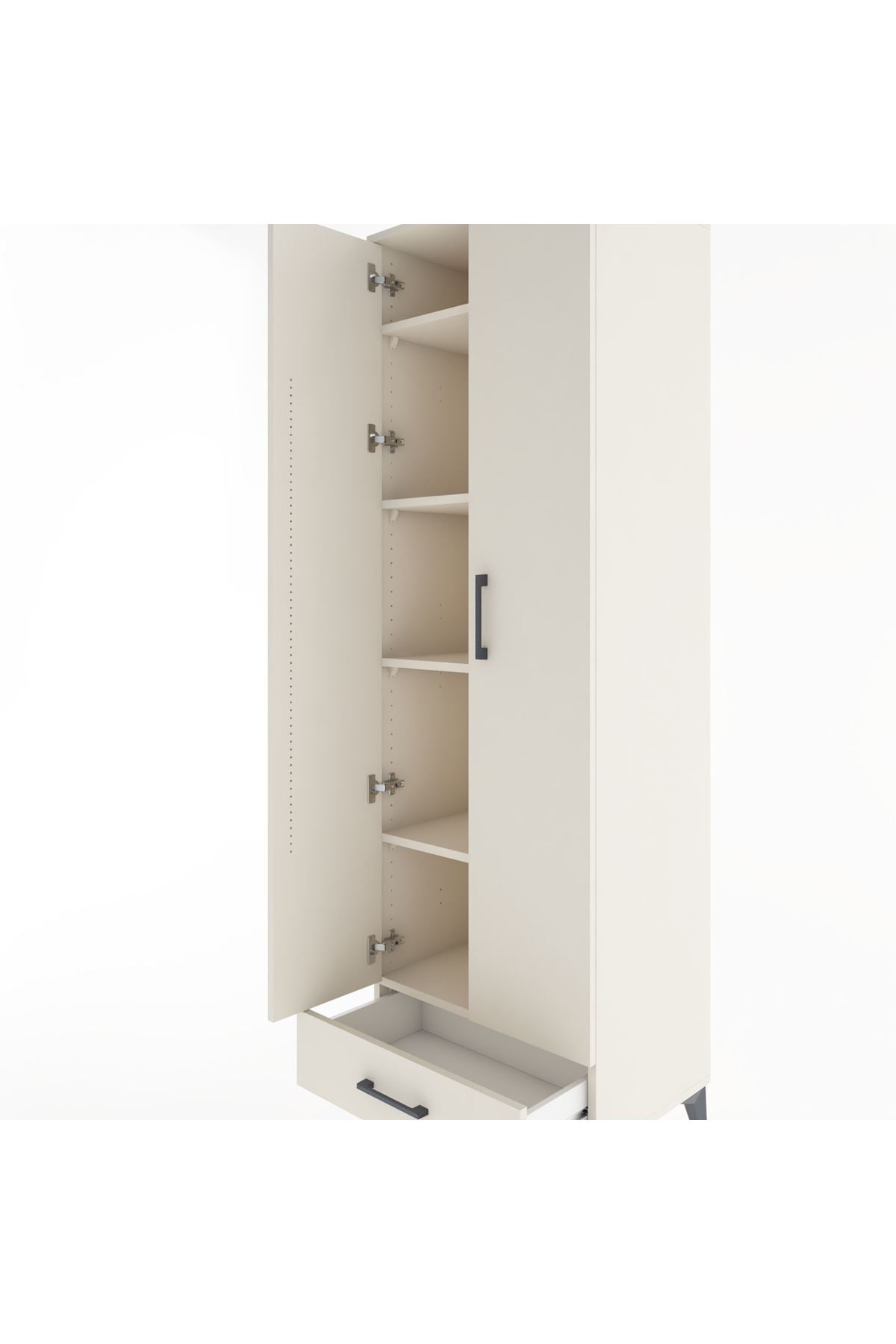 Hyperion Dolap 5 Raflı Tek Çekmeceli Tek Askılı 60x44x195 - S59M088V1B