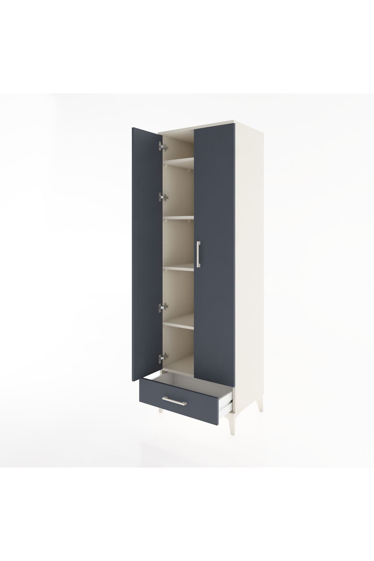 Hyperion Dolap 5 Raflı Tek Çekmeceli Tek Askılı 60x44x195 - S59M088V2B