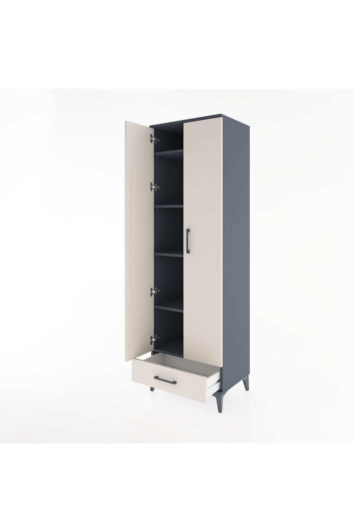 Hyperion Dolap 5 Raflı Tek Çekmeceli Tek Askılı 60x44x195 - S59M088V4B