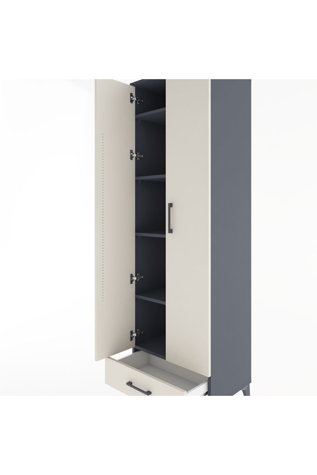 Hyperion Dolap 5 Raflı Tek Çekmeceli Tek Askılı 60x44x195 - S59M088V4B