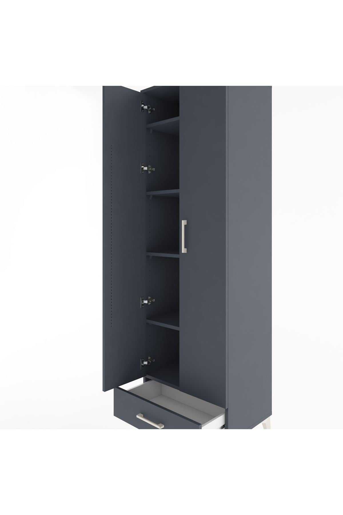 Hyperion Dolap 5 Raflı Tek Çekmeceli Tek Askılı 60x44x195 - S59M088V5B