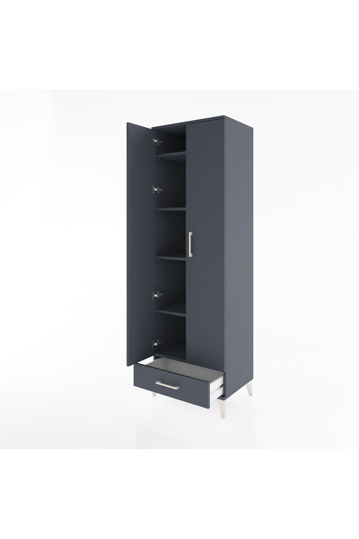 Hyperion Dolap 5 Raflı Tek Çekmeceli Tek Askılı 60x44x195 - S59M088V5B