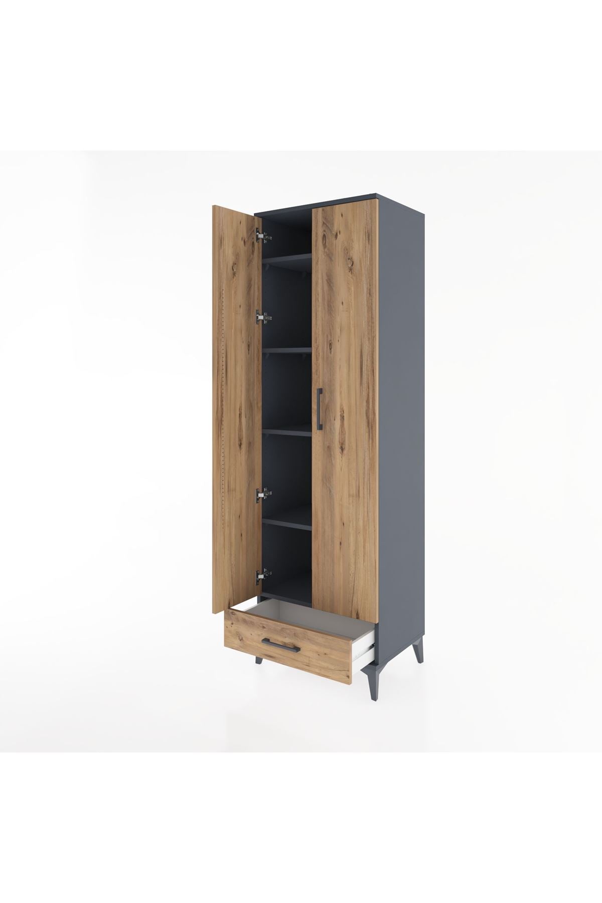 Hyperion Dolap 5 Raflı Tek Çekmeceli Tek Askılı 60x44x195 - S59M088V6B