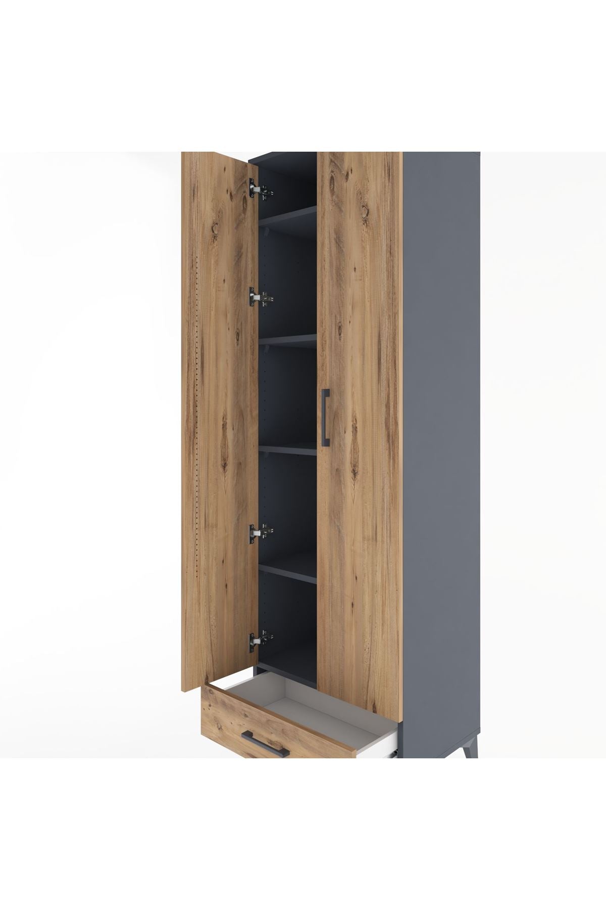 Hyperion Dolap 5 Raflı Tek Çekmeceli Tek Askılı 60x44x195 - S59M088V6B