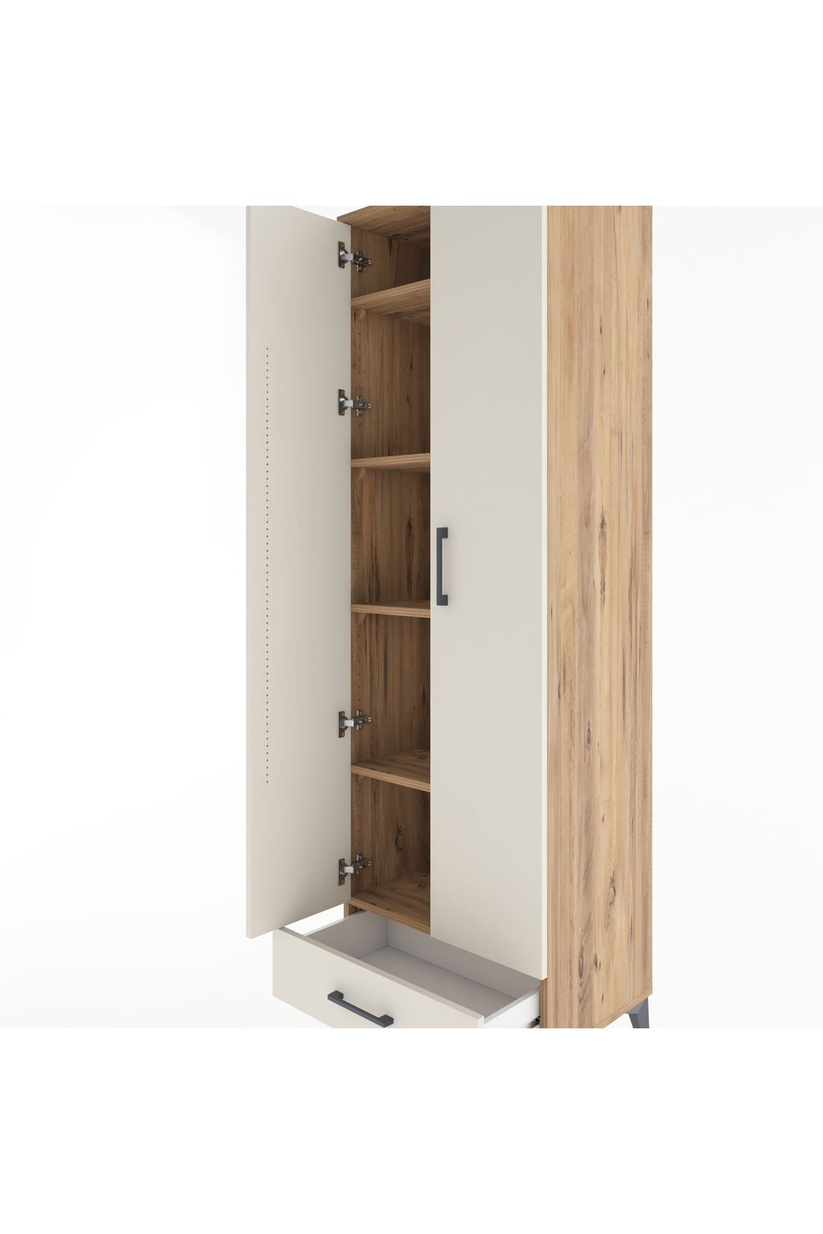 Hyperion Dolap 5 Raflı Tek Çekmeceli Tek Askılı 60x44x195 - S59M088V7B