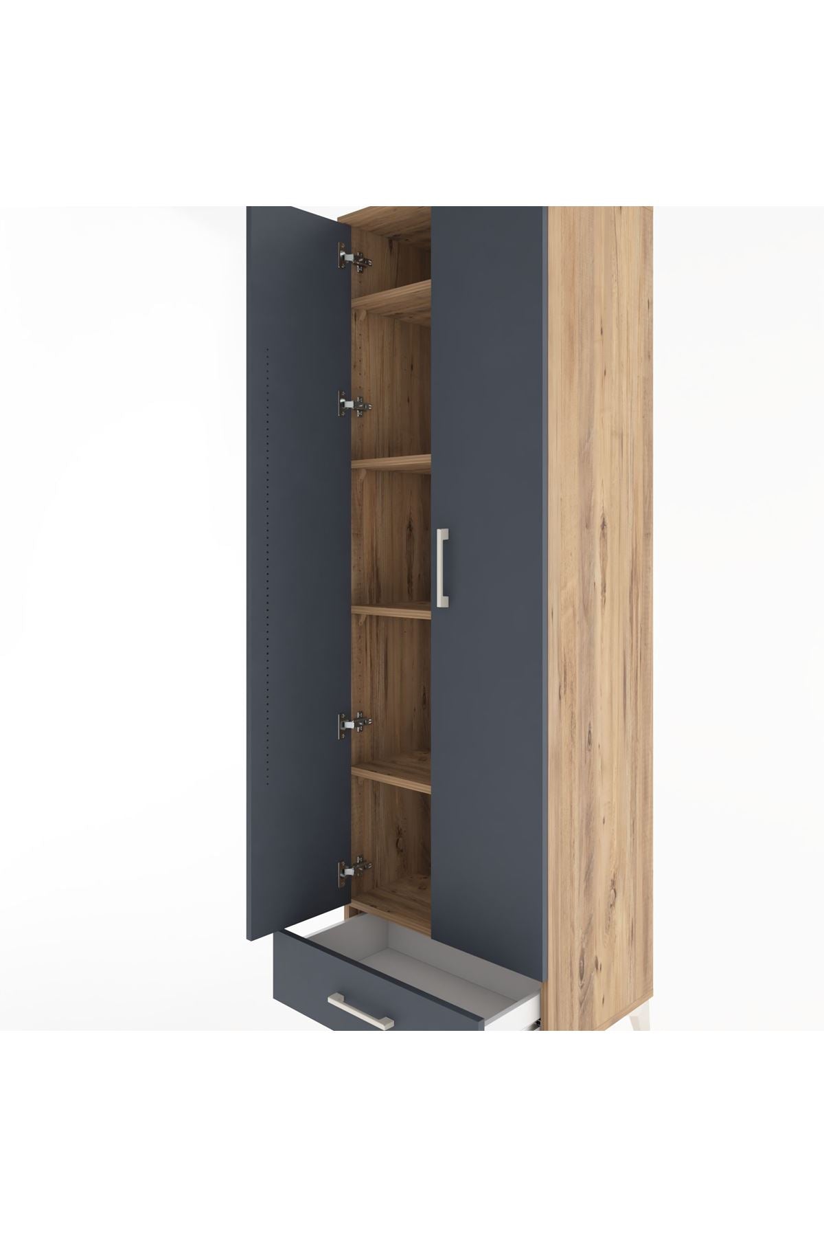 Hyperion Dolap 5 Raflı Tek Çekmeceli Tek Askılı 60x44x195 - S59M088V8B