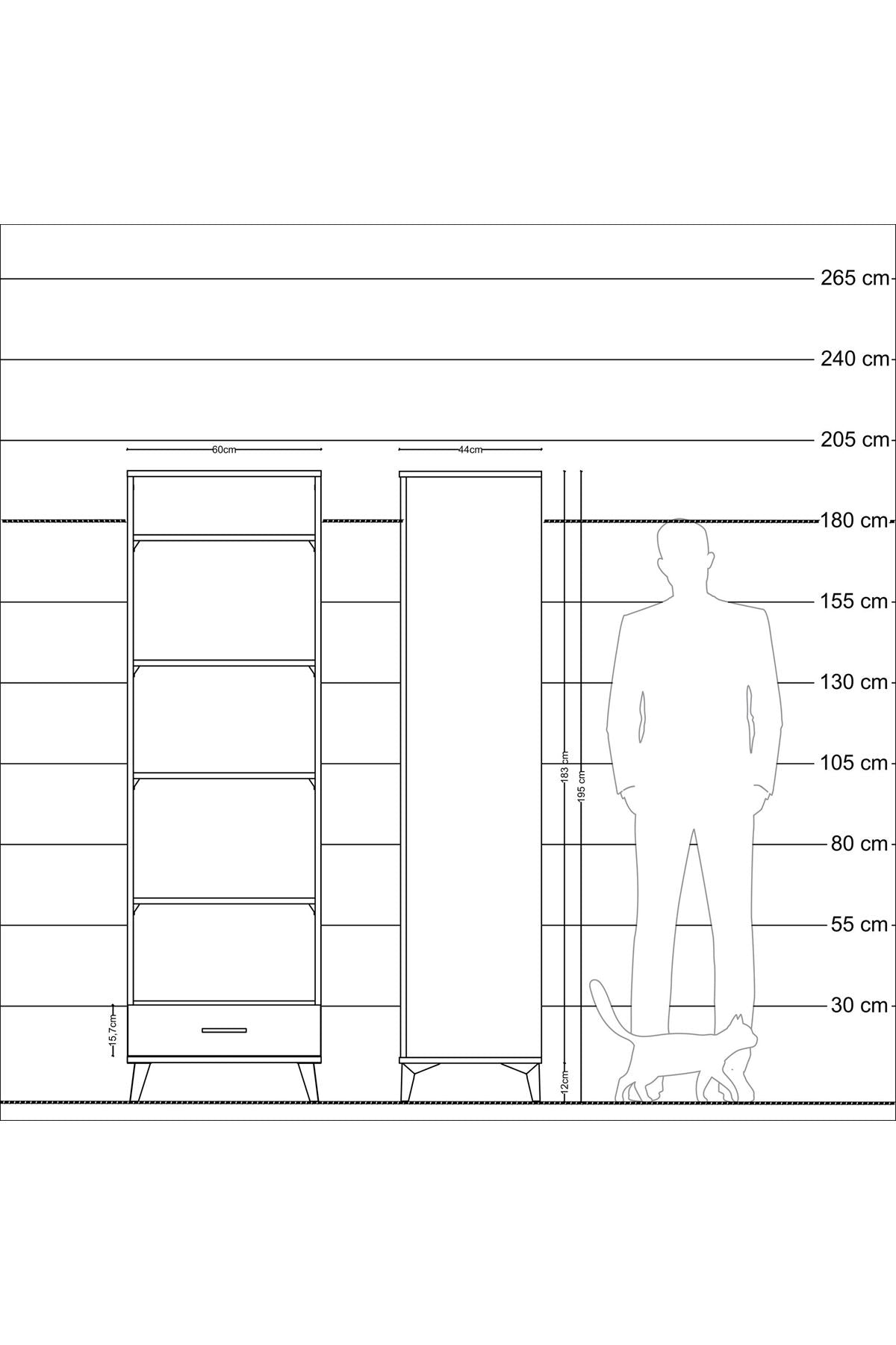 Hyperion Dolap 5 Raflı Tek Çekmeceli 60x44x195 - S59M089V5B