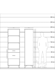 Hyperion Dolap 3 Raflı 2 Çekmeceli 60x44x195 - S59M091V1B