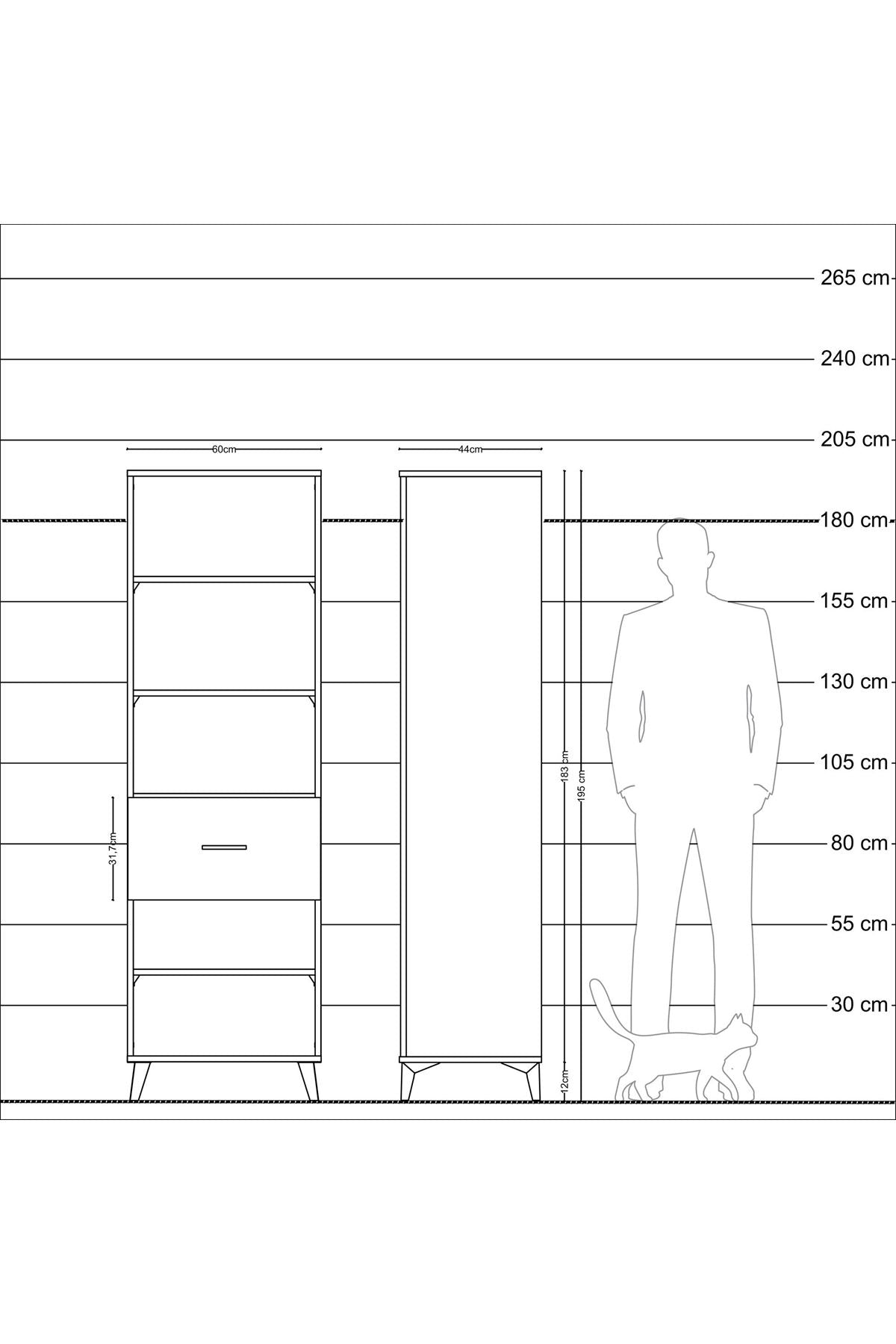 Hyperion Dolap 4 Raflı Tek Çekmeceli 60x44x195 - S59M092V8B
