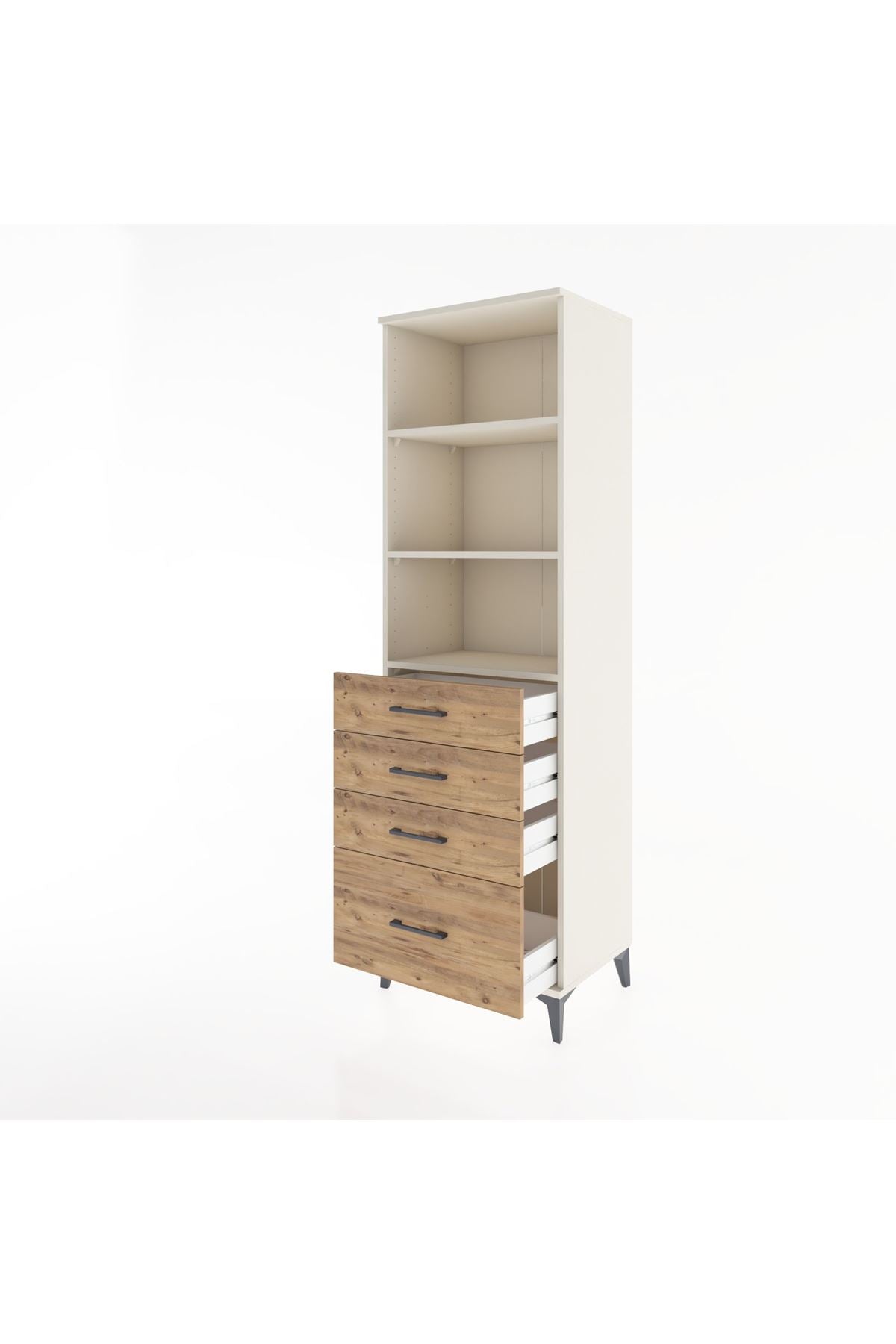 Hyperion Dolap 3 Raflı 4 Çekmeceli 60x44x195 - S59M094V3B