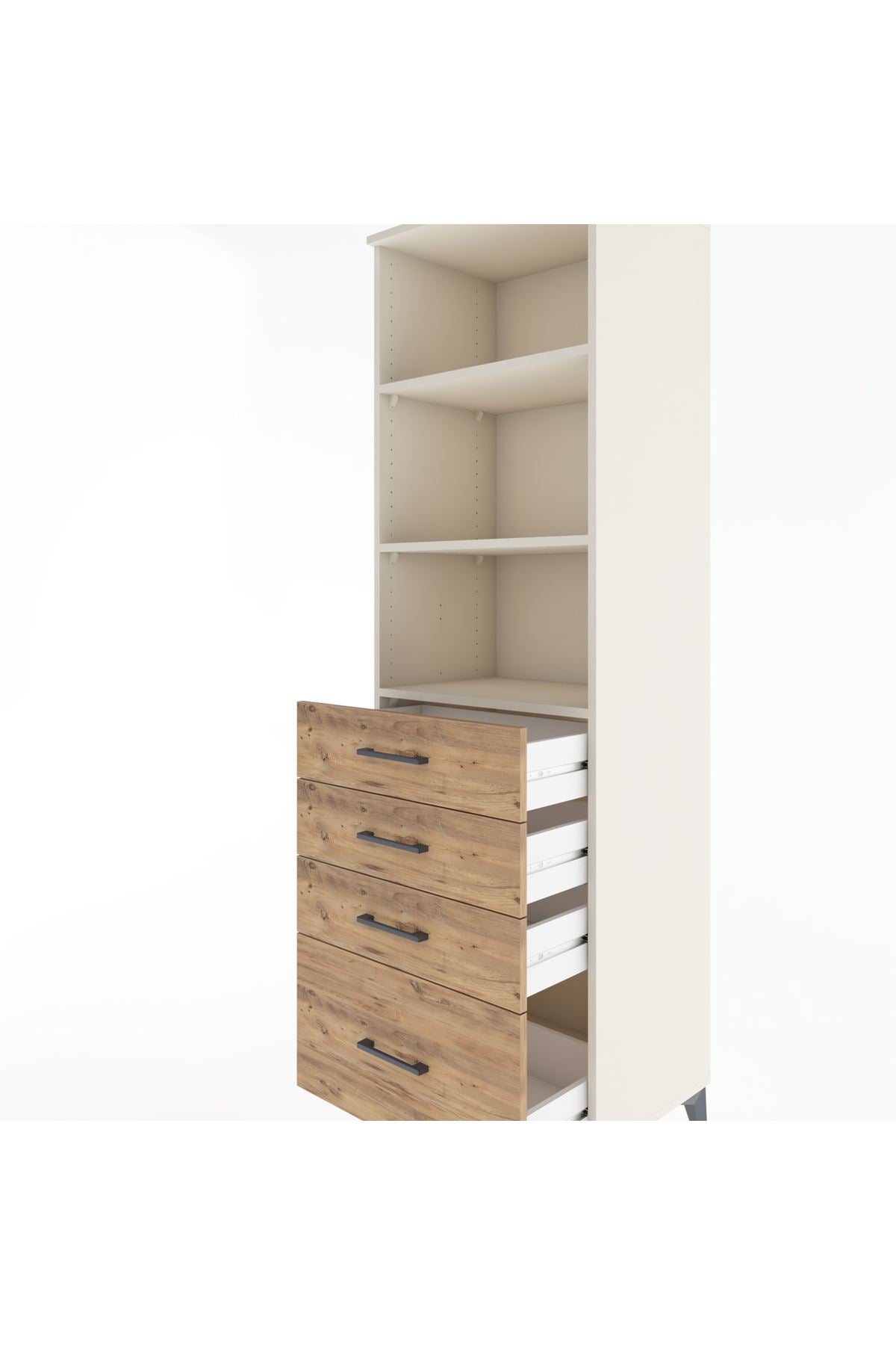 Hyperion Dolap 3 Raflı 4 Çekmeceli 60x44x195 - S59M094V3B