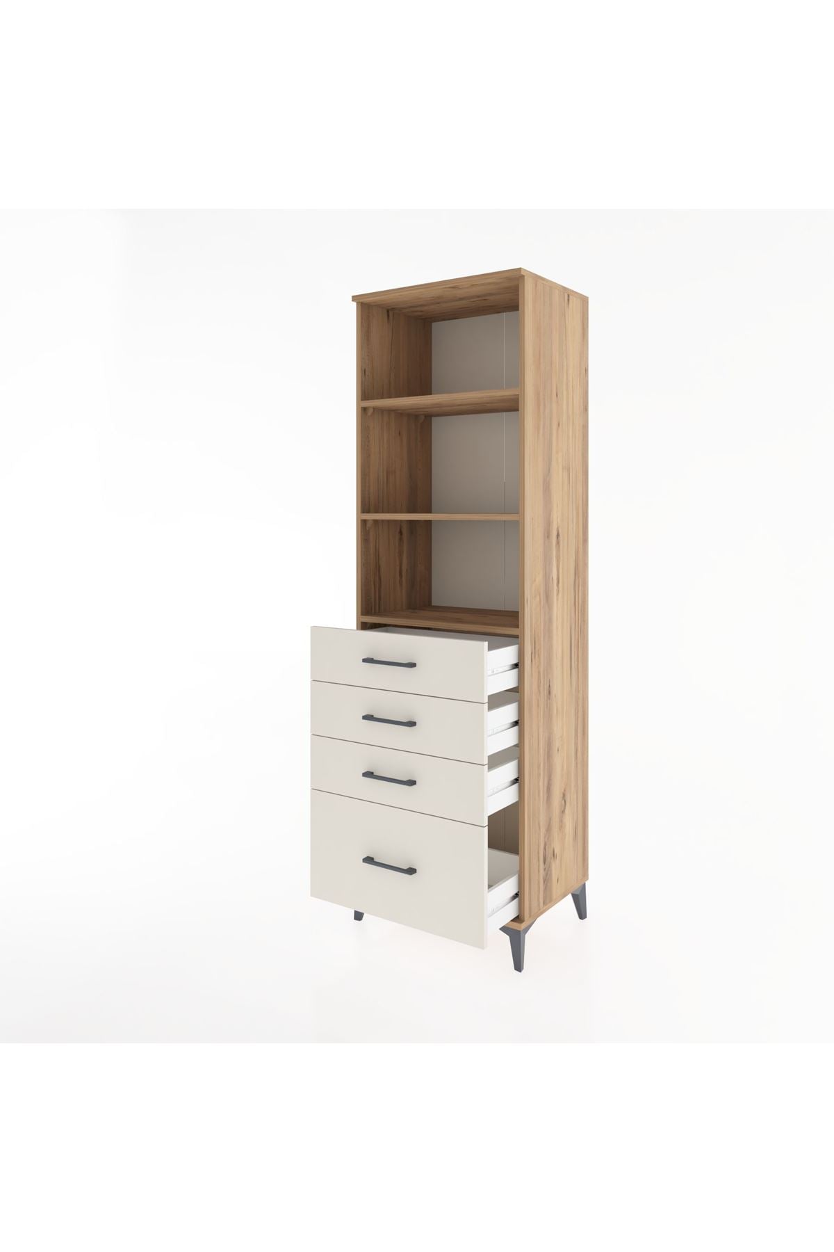Hyperion Dolap 3 Raflı 4 Çekmeceli 60x44x195 - S59M094V7B