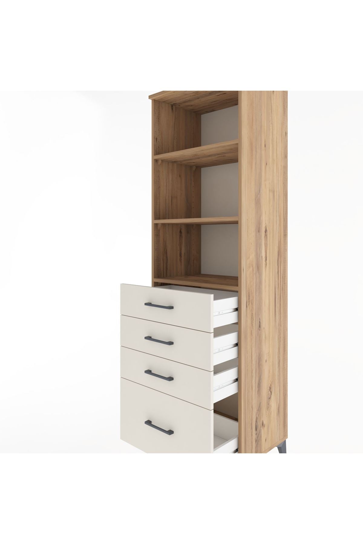Hyperion Dolap 3 Raflı 4 Çekmeceli 60x44x195 - S59M094V7B