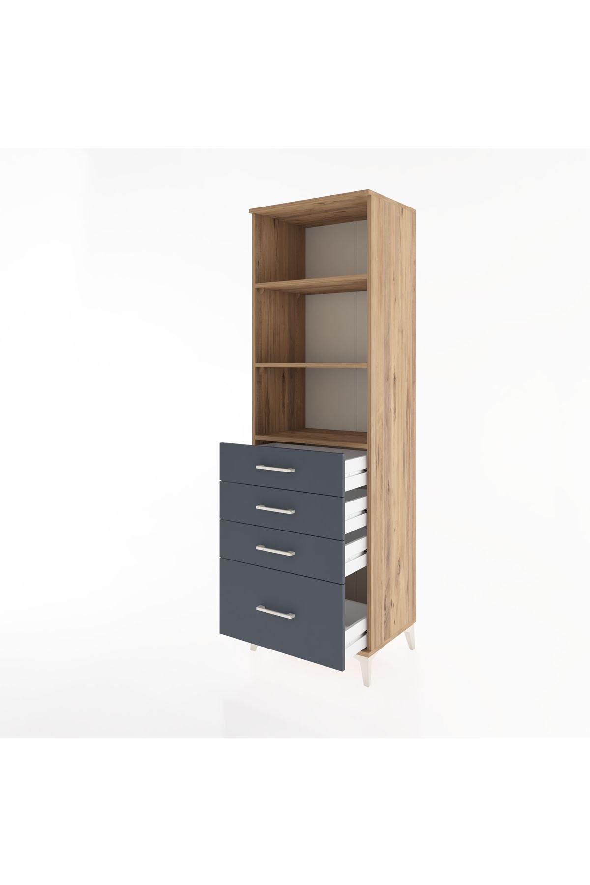 Hyperion Dolap 3 Raflı 4 Çekmeceli 60x44x195 - S59M094V8B
