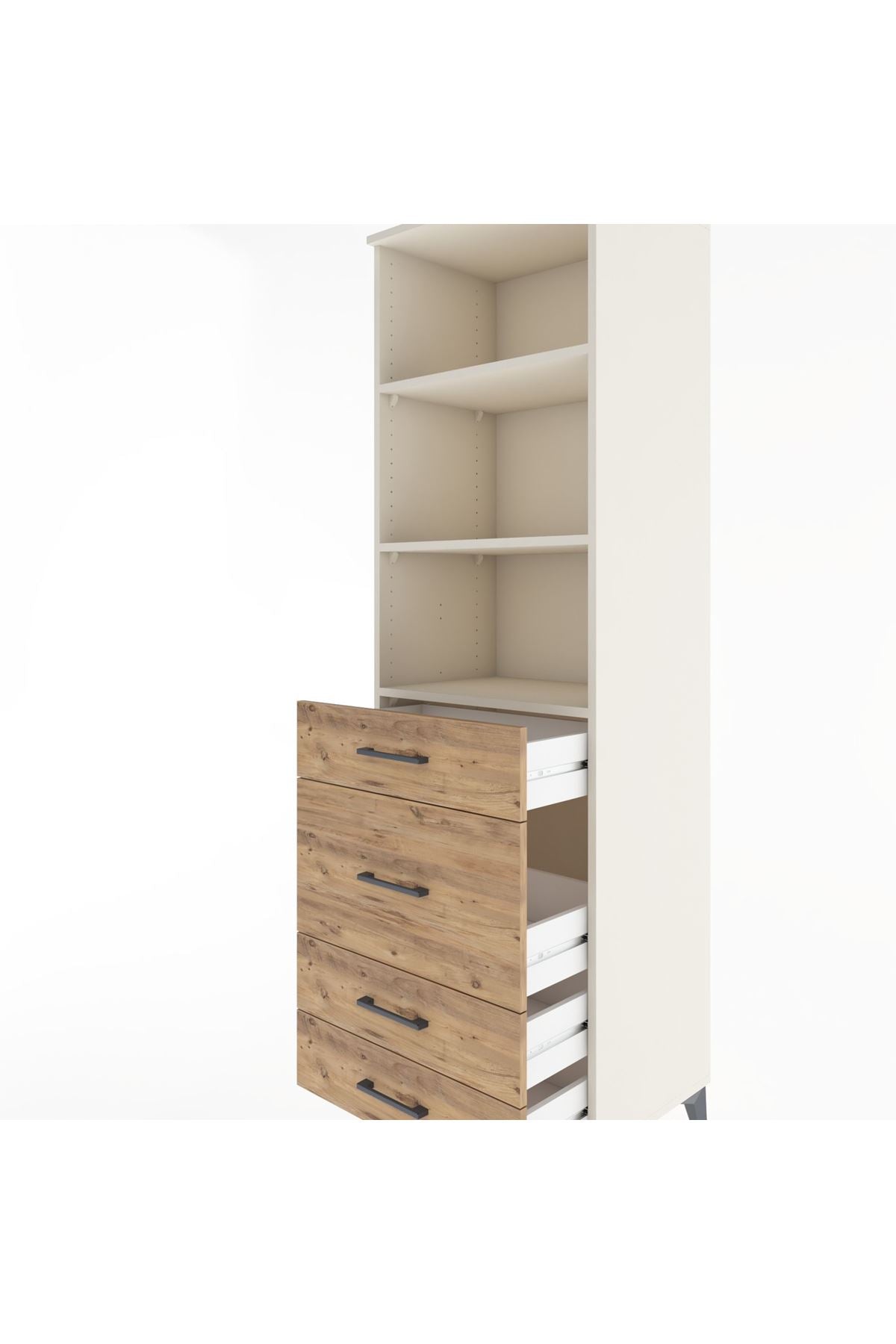 Hyperion Dolap 3 Raflı 4 Çekmeceli 60x44x195 - S59M097V3B