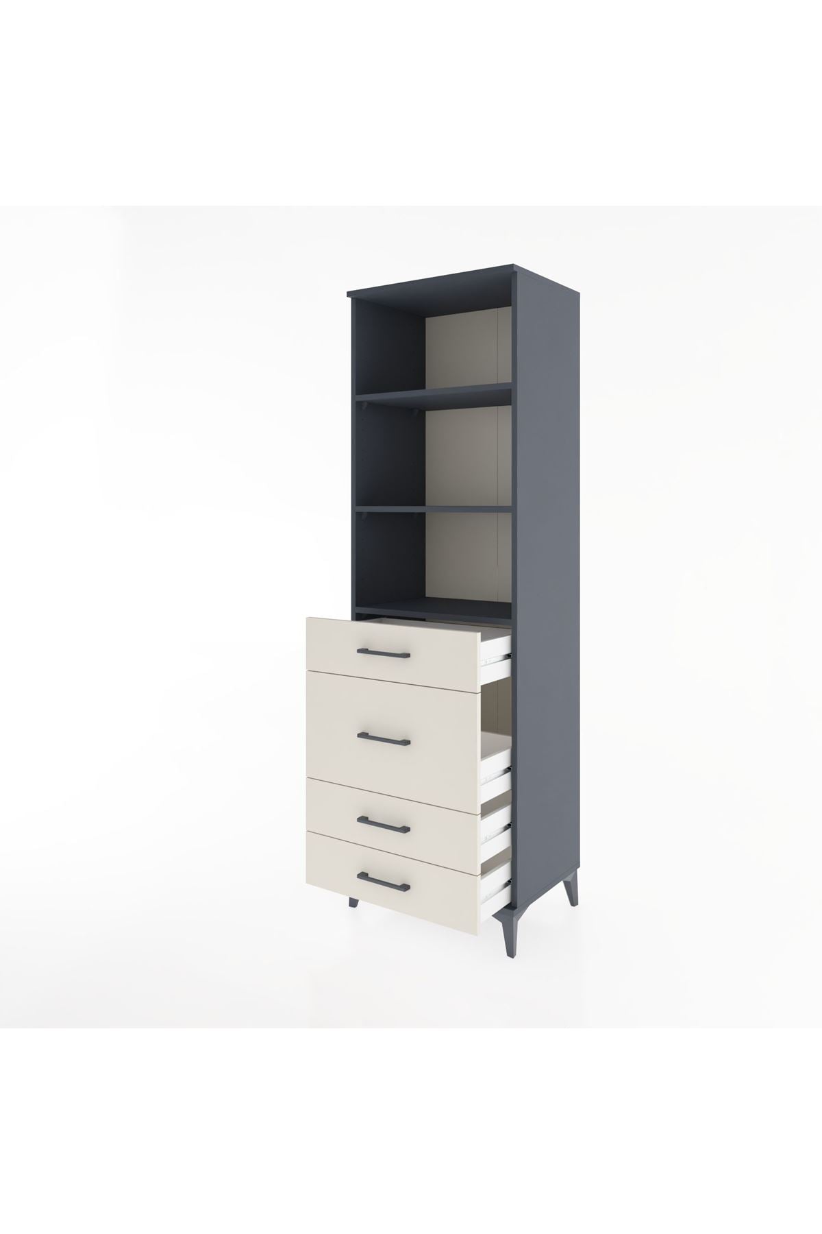 Hyperion Dolap 3 Raflı 4 Çekmeceli 60x44x195 - S59M097V4B