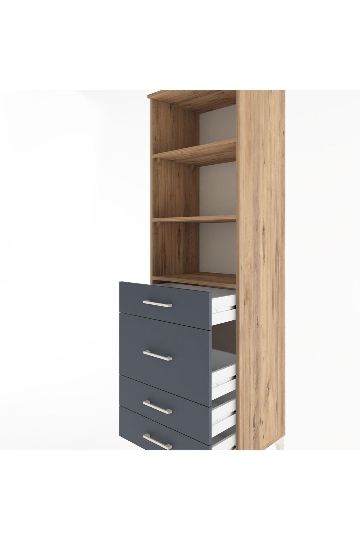 Hyperion Dolap 3 Raflı 4 Çekmeceli 60x44x195 - S59M097V8B