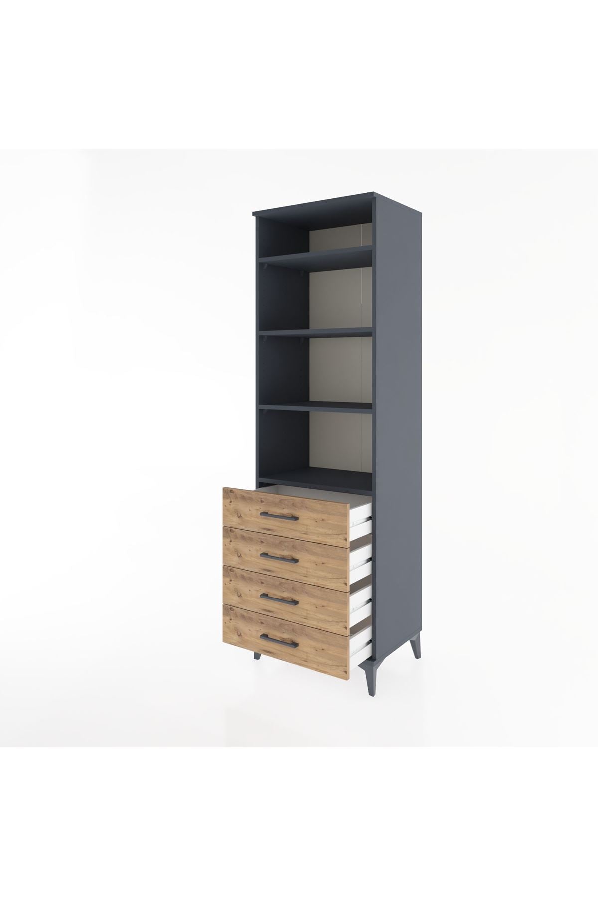 Hyperion Dolap 4 Raflı 4 Çekmeceli 60x44x195 - S59M098V6B