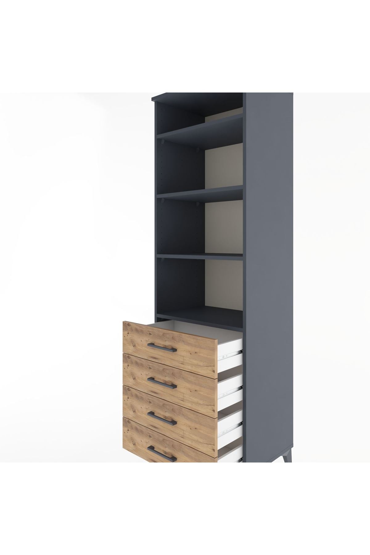 Hyperion Dolap 4 Raflı 4 Çekmeceli 60x44x195 - S59M098V6B