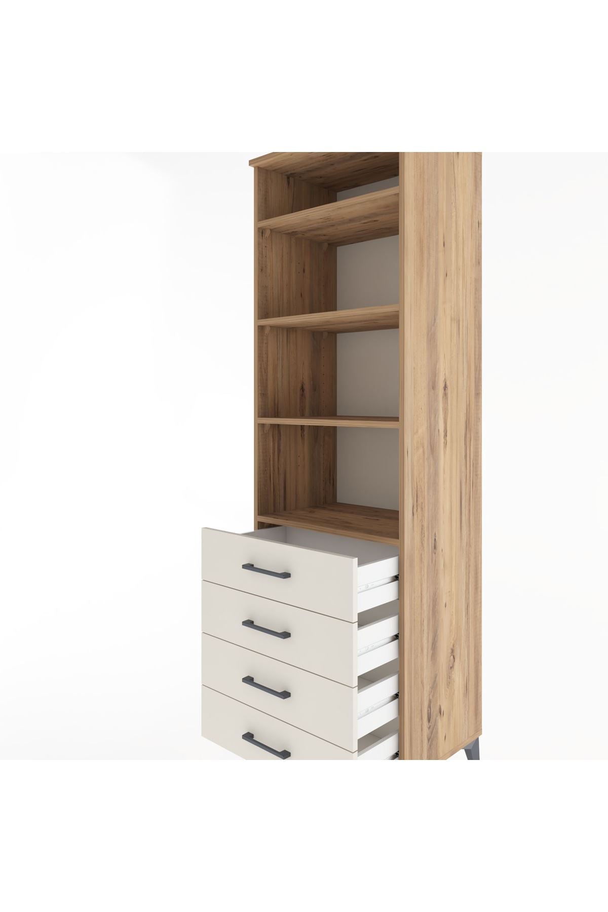 Hyperion Dolap 4 Raflı 4 Çekmeceli 60x44x195 - S59M098V7B