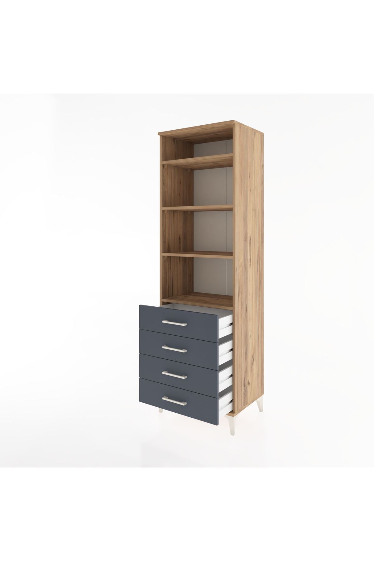 Hyperion Dolap 4 Raflı 4 Çekmeceli 60x44x195 - S59M098V8B