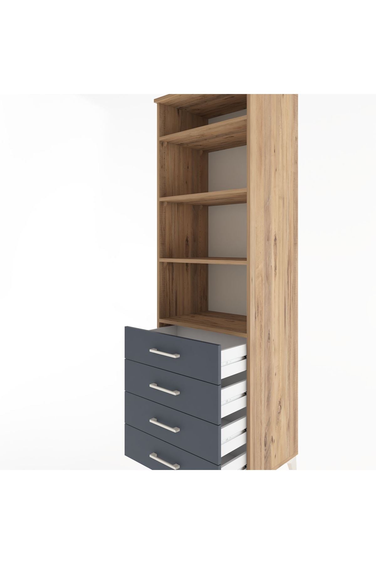 Hyperion Dolap 4 Raflı 4 Çekmeceli 60x44x195 - S59M098V8B