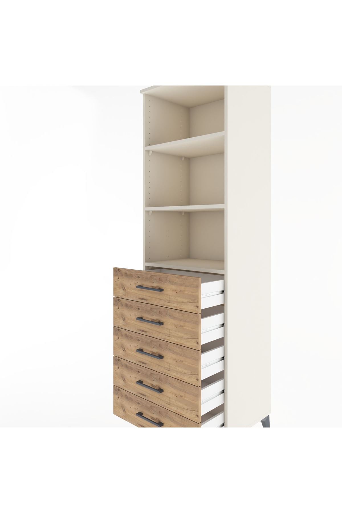 Hyperion Dolap 3 Raflı 5 Çekmeceli 60x44x195 - S59M099V3B