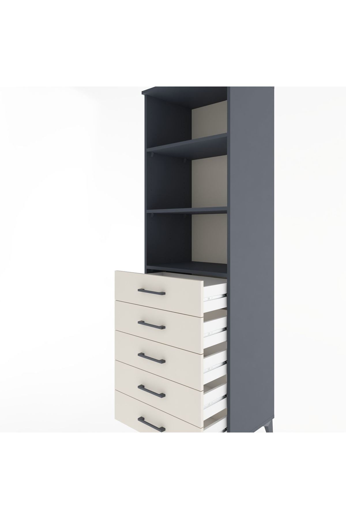 Hyperion Dolap 3 Raflı 5 Çekmeceli 60x44x195 - S59M099V4B