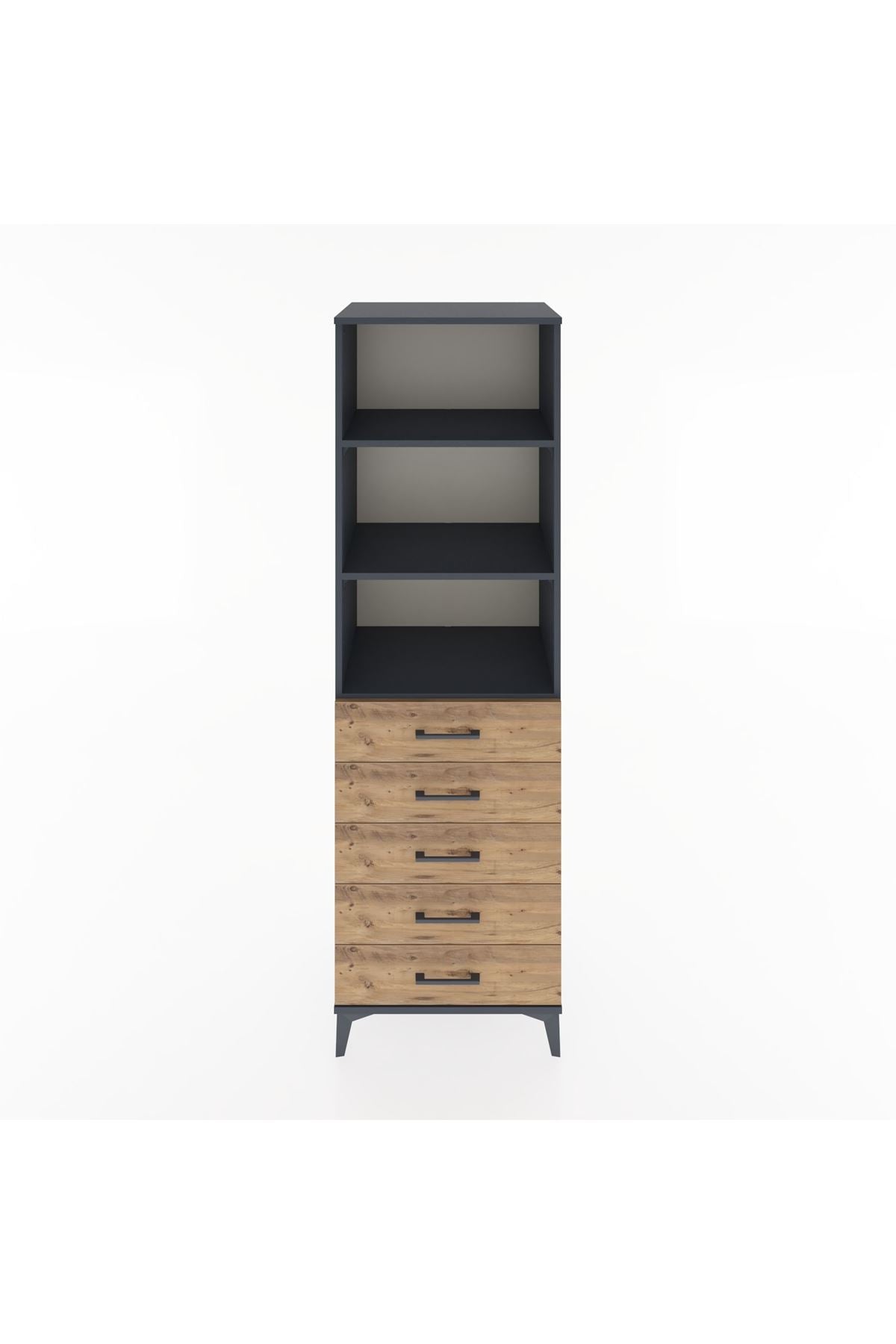 Hyperion Dolap 3 Raflı 5 Çekmeceli 60x44x195 - S59M099V6B