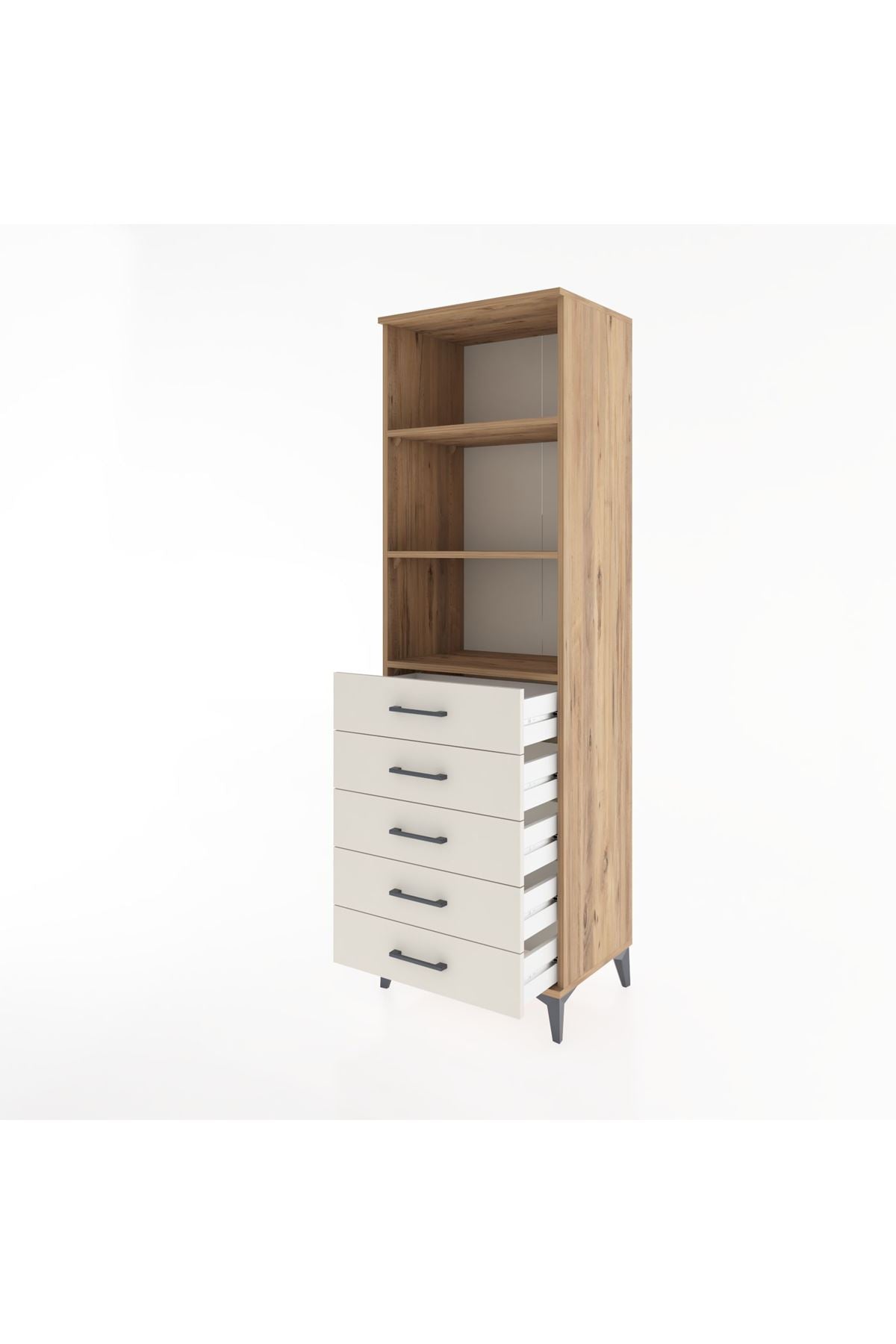 Hyperion Dolap 3 Raflı 5 Çekmeceli 60x44x195 - S59M099V7B