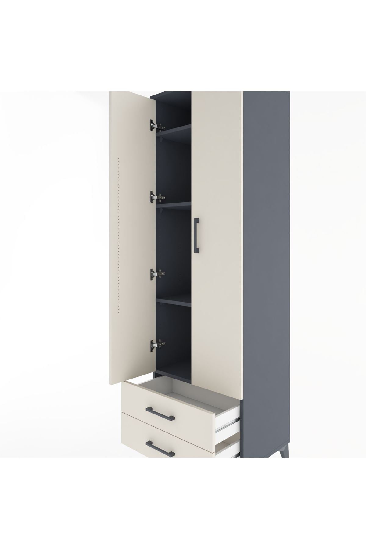 Hyperion Dolap 4 Raflı 2 Çekmeceli 2 Kapaklı 60x44x195 - S59M101V4B