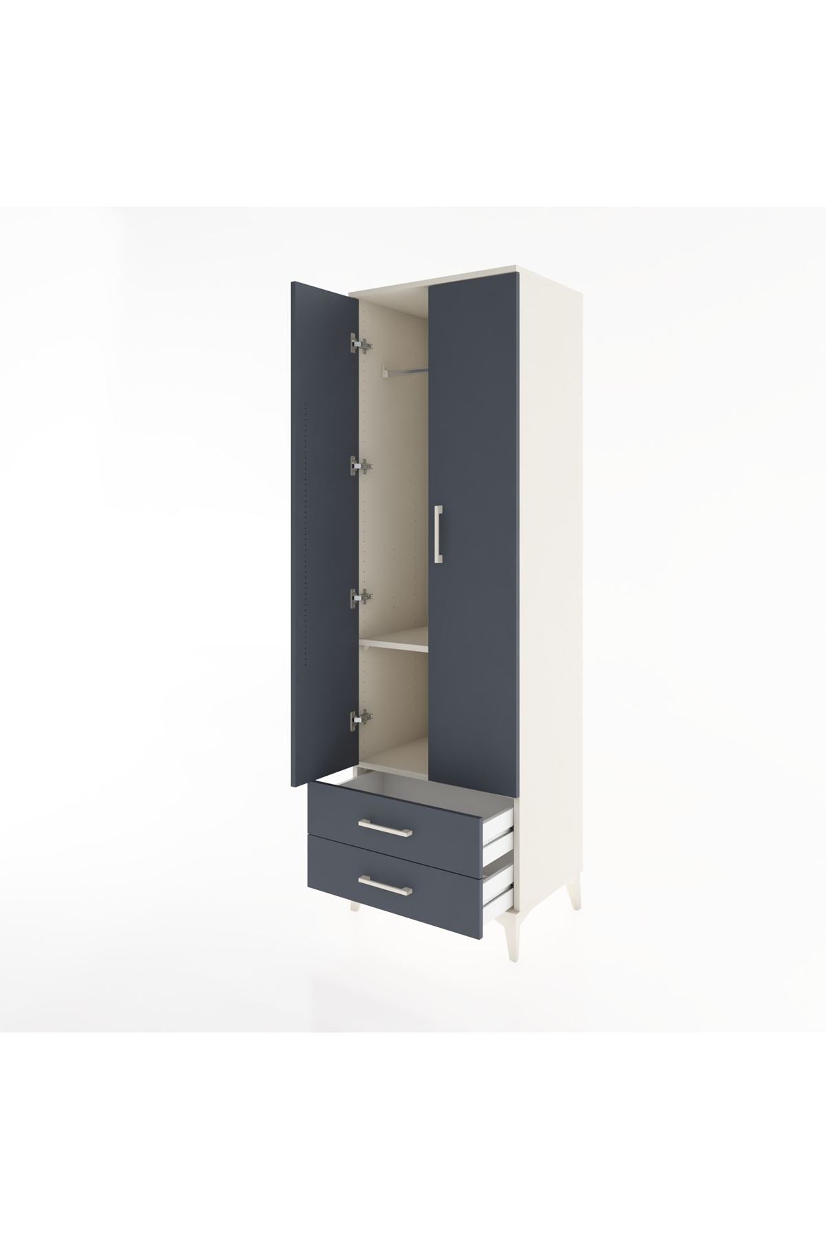 Hyperion Dolap 2 Raflı 2 Çekmeceli Tek Askılı 60x44x195 - S59M102V2B