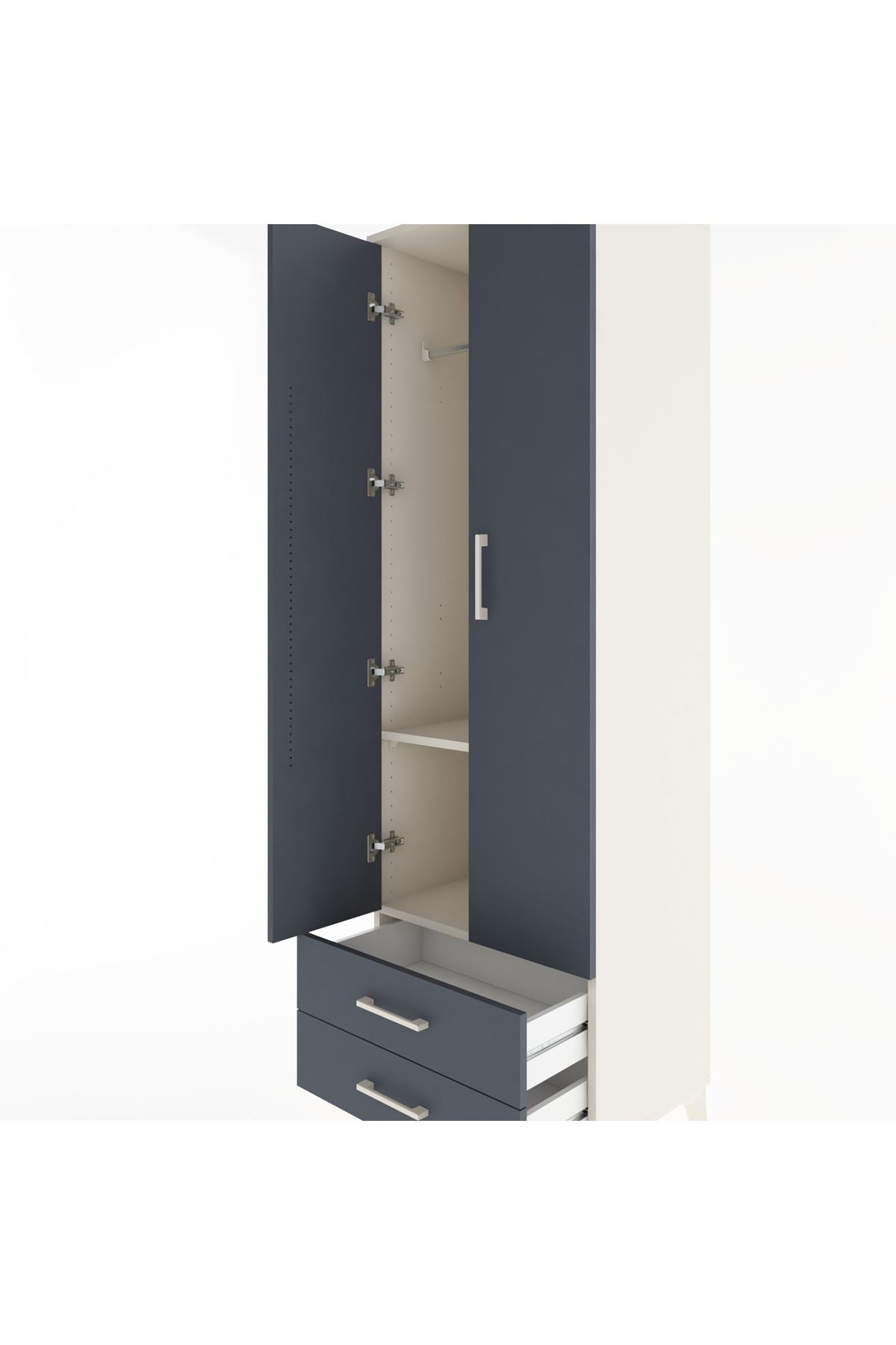 Hyperion Dolap 2 Raflı 2 Çekmeceli Tek Askılı 60x44x195 - S59M102V2B