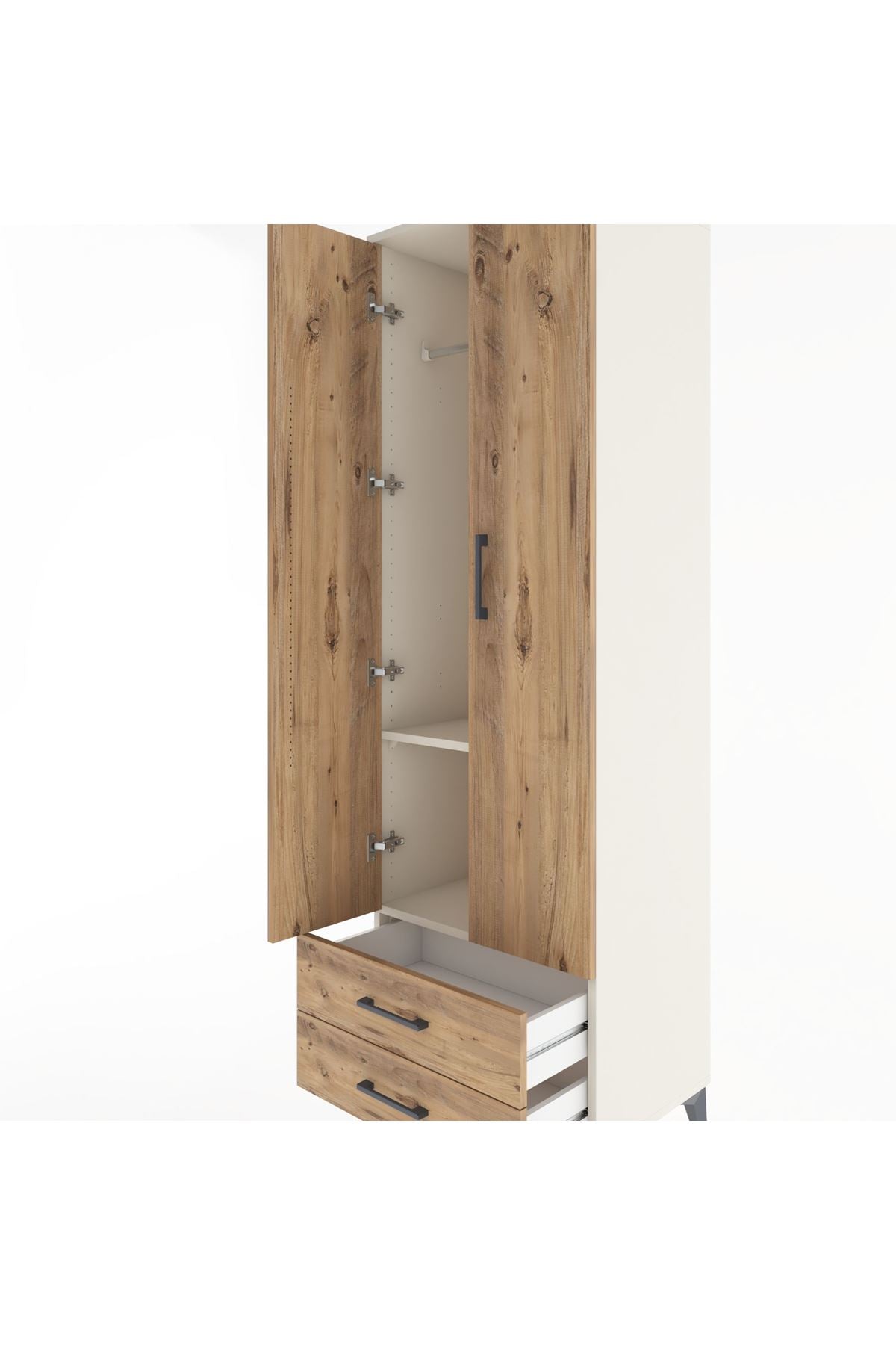 Hyperion Dolap 2 Raflı 2 Çekmeceli Tek Askılı 60x44x195 - S59M102V3B