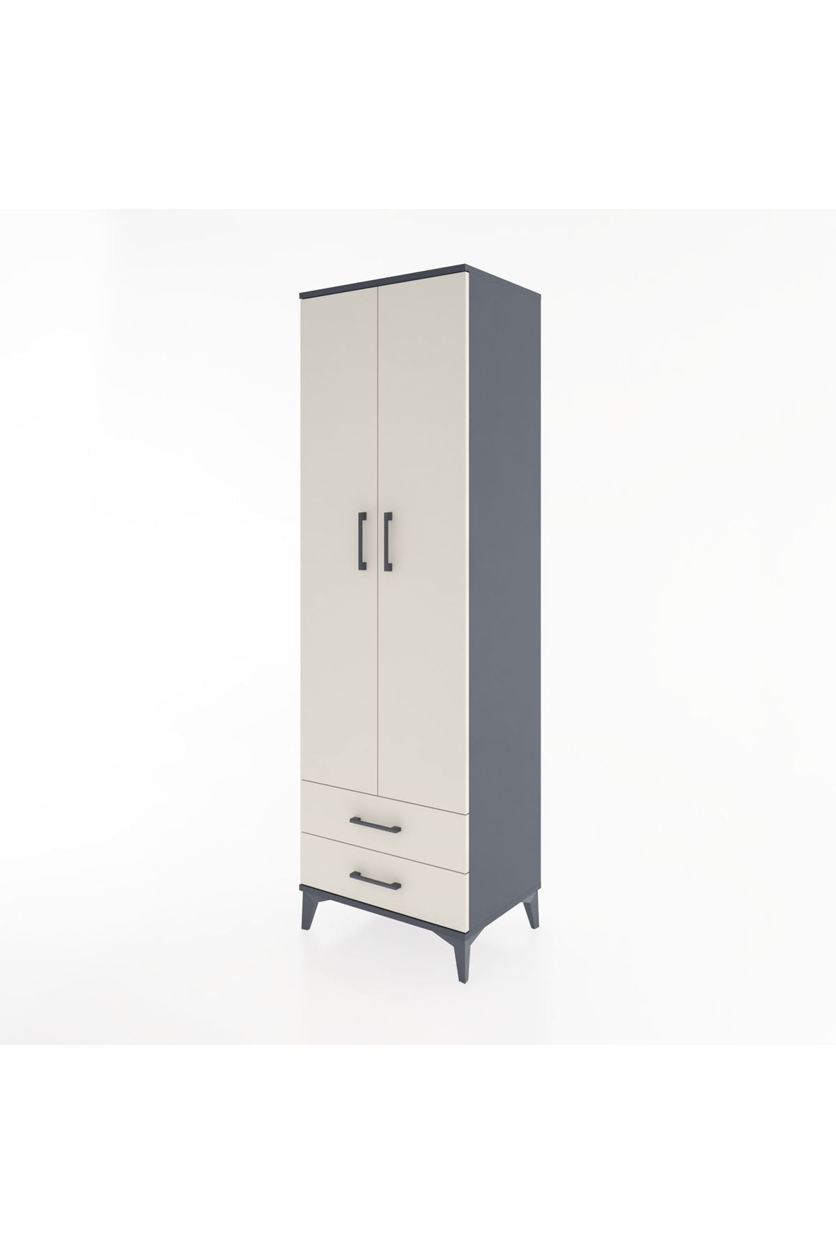 Hyperion Dolap 2 Raflı 2 Çekmeceli Tek Askılı 60x44x195 - S59M102V4B
