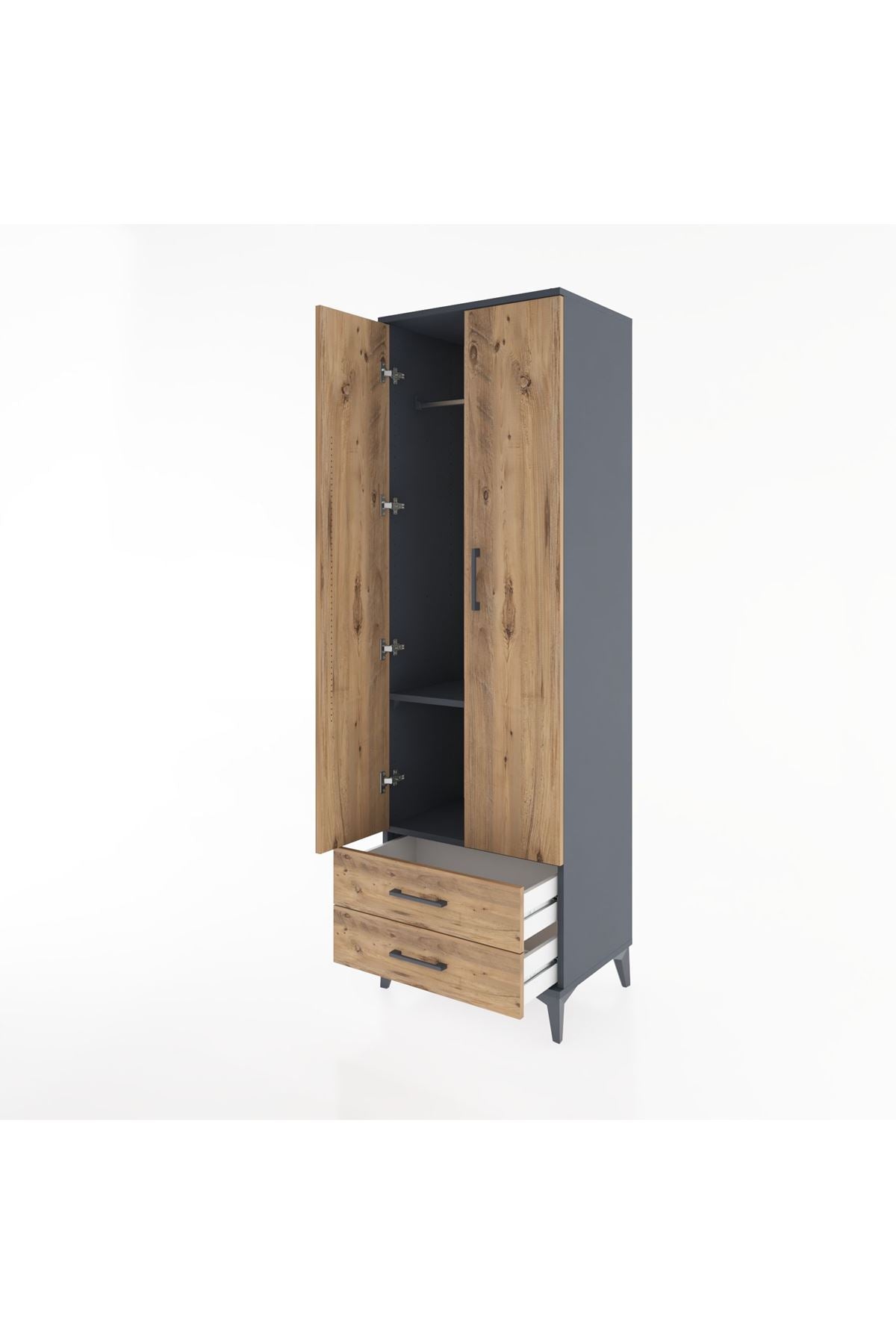 Hyperion Dolap 2 Raflı 2 Çekmeceli Tek Askılı 60x44x195 - S59M102V6B