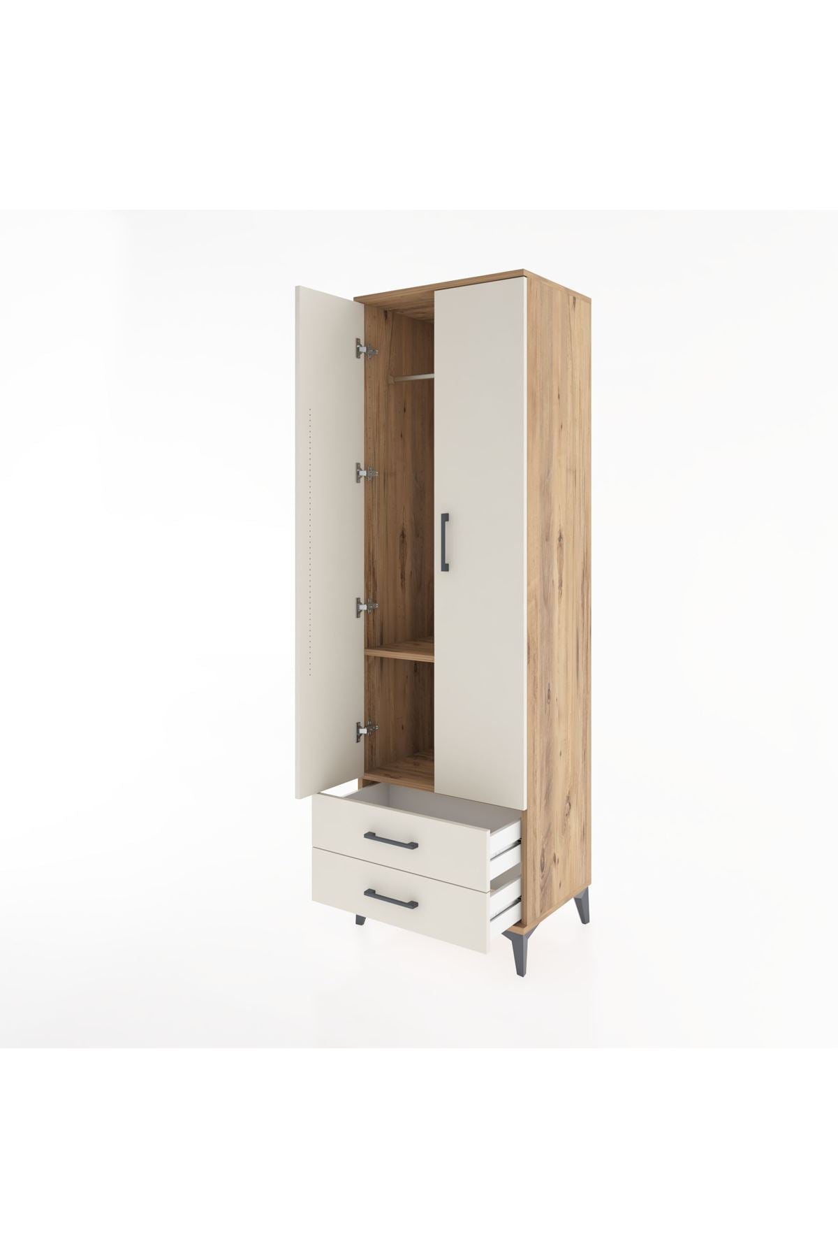 Hyperion Dolap 2 Raflı 2 Çekmeceli Tek Askılı 60x44x195 - S59M102V7B