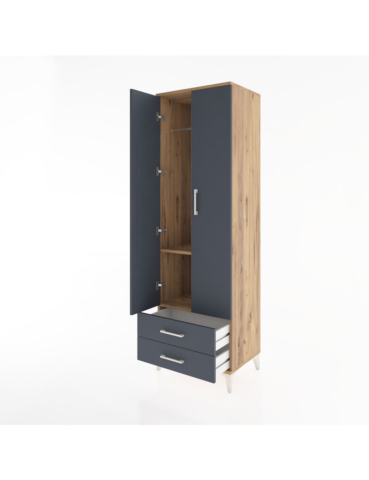 Hyperion Dolap 2 Raflı 2 Çekmeceli Tek Askılı 60x44x195 - S59M102V8B