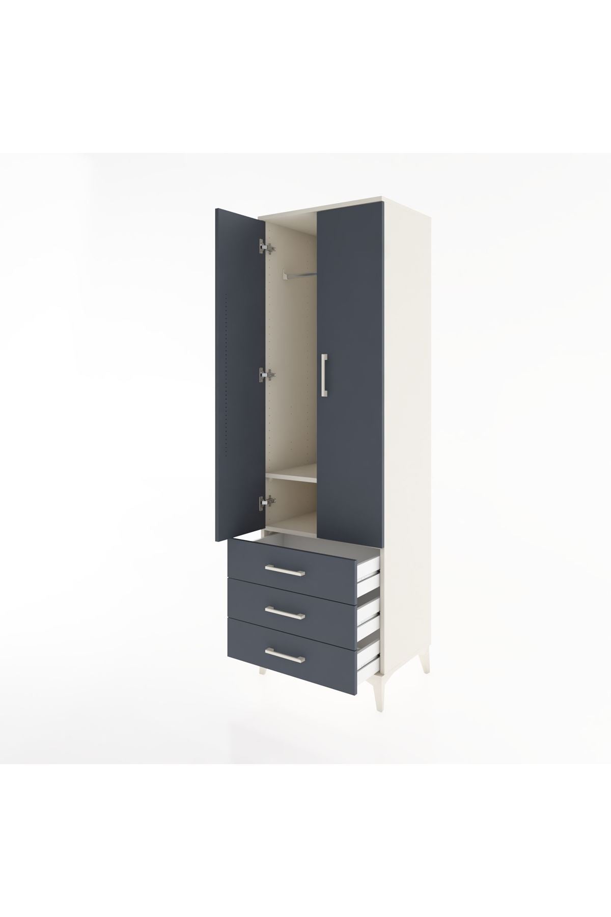 Hyperion Dolap 2 Raflı 3 Çekmeceli Tek Askılı 60x44x195 - S59M103V2B