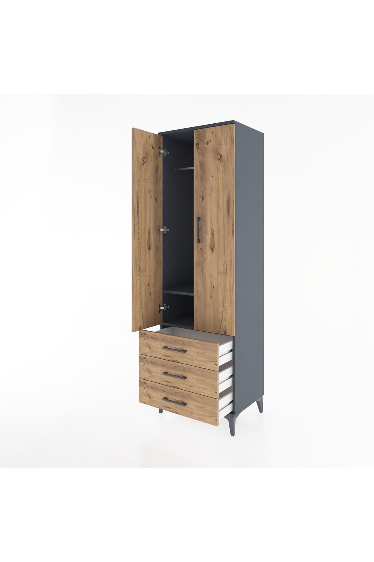 Hyperion Dolap 2 Raflı 3 Çekmeceli Tek Askılı 60x44x195 - S59M103V6B