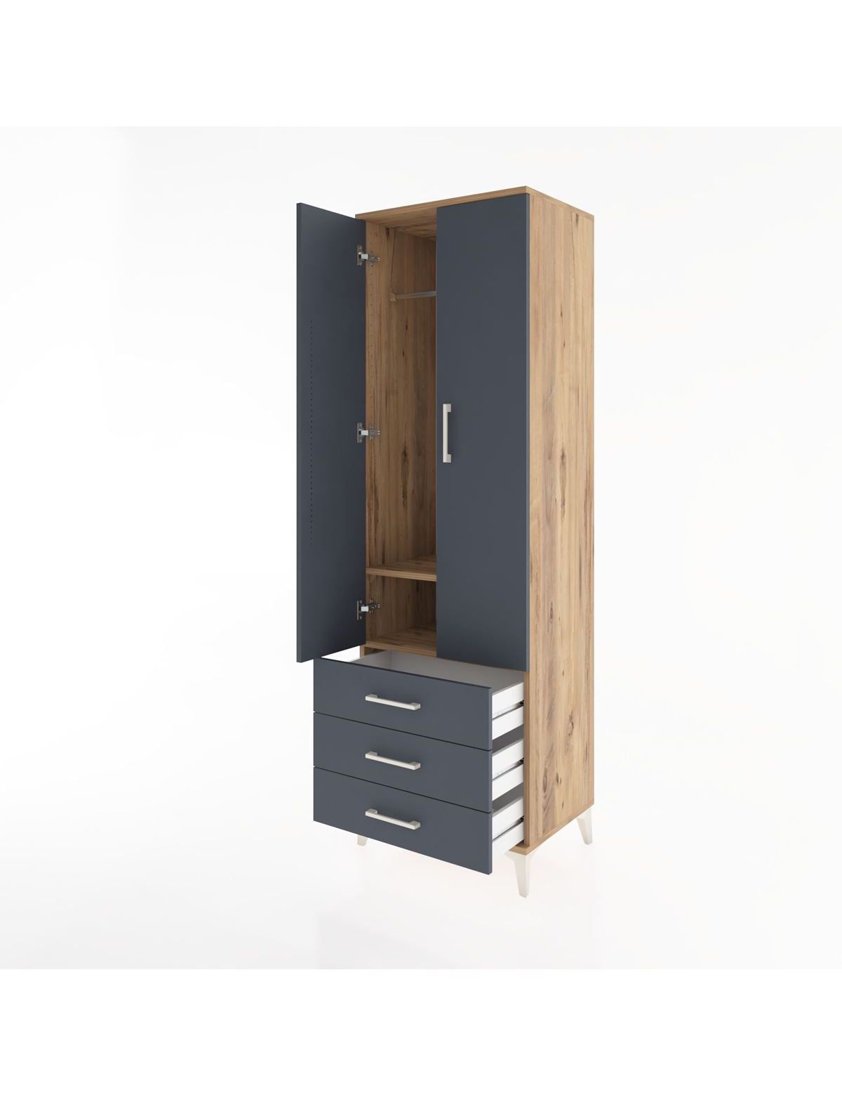 Hyperion Dolap 2 Raflı 3 Çekmeceli Tek Askılı 60x44x195 - S59M103V8B