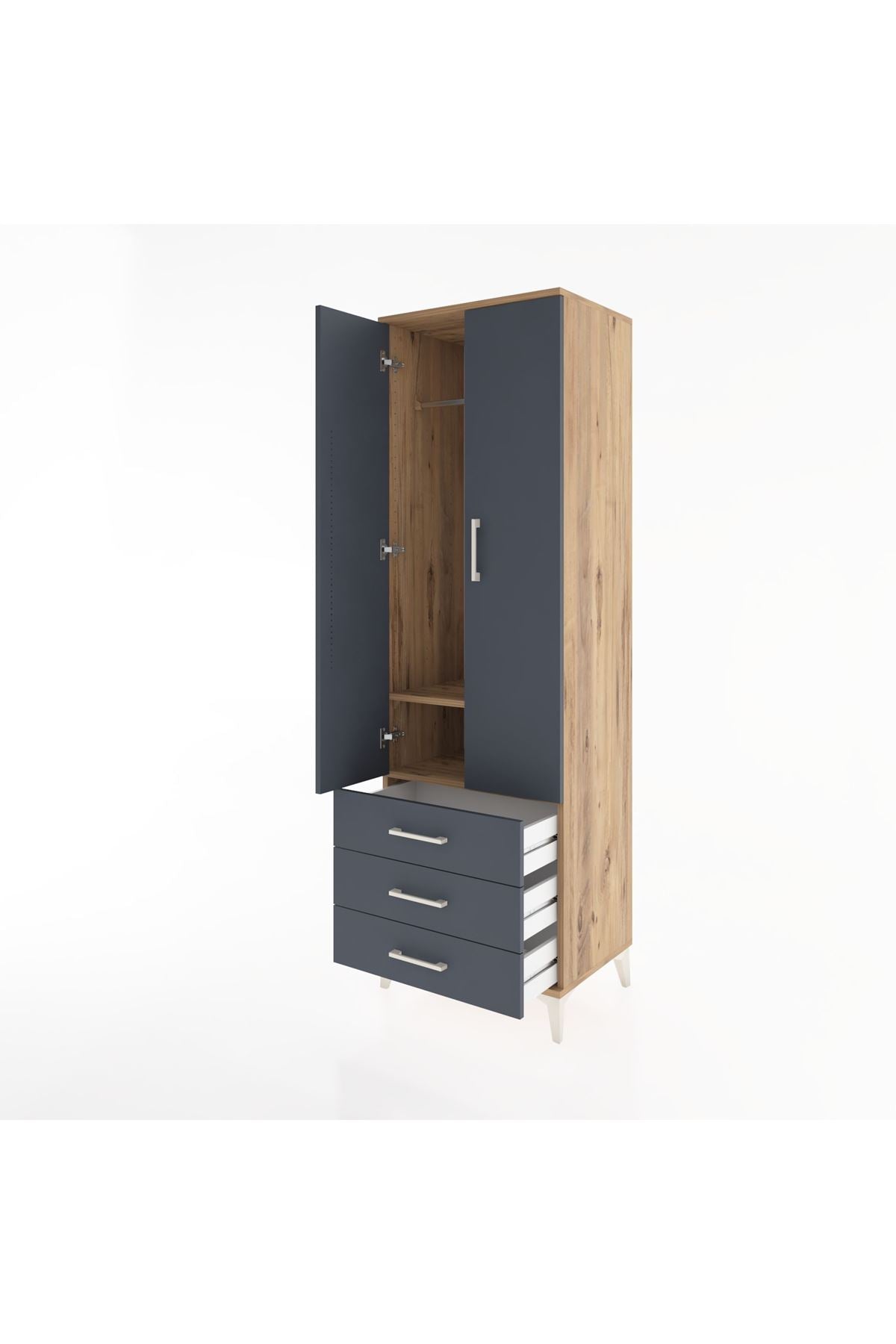 Hyperion Dolap 2 Raflı 3 Çekmeceli Tek Askılı 60x44x195 - S59M103V8B