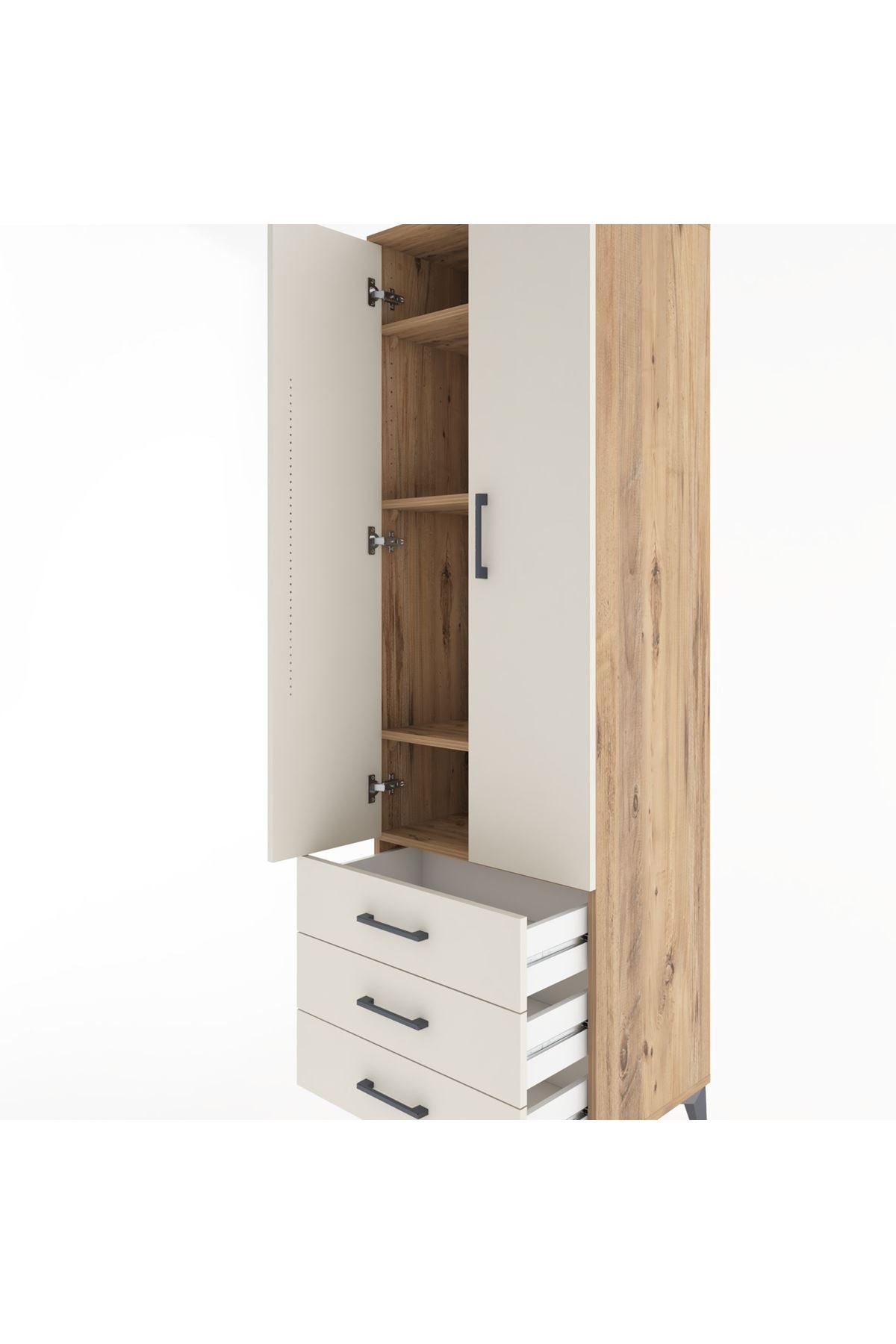 Hyperion Dolap 4 Raflı 3 Çekmeceli 2 Kapaklı 60x44x195 - S59M104V7B