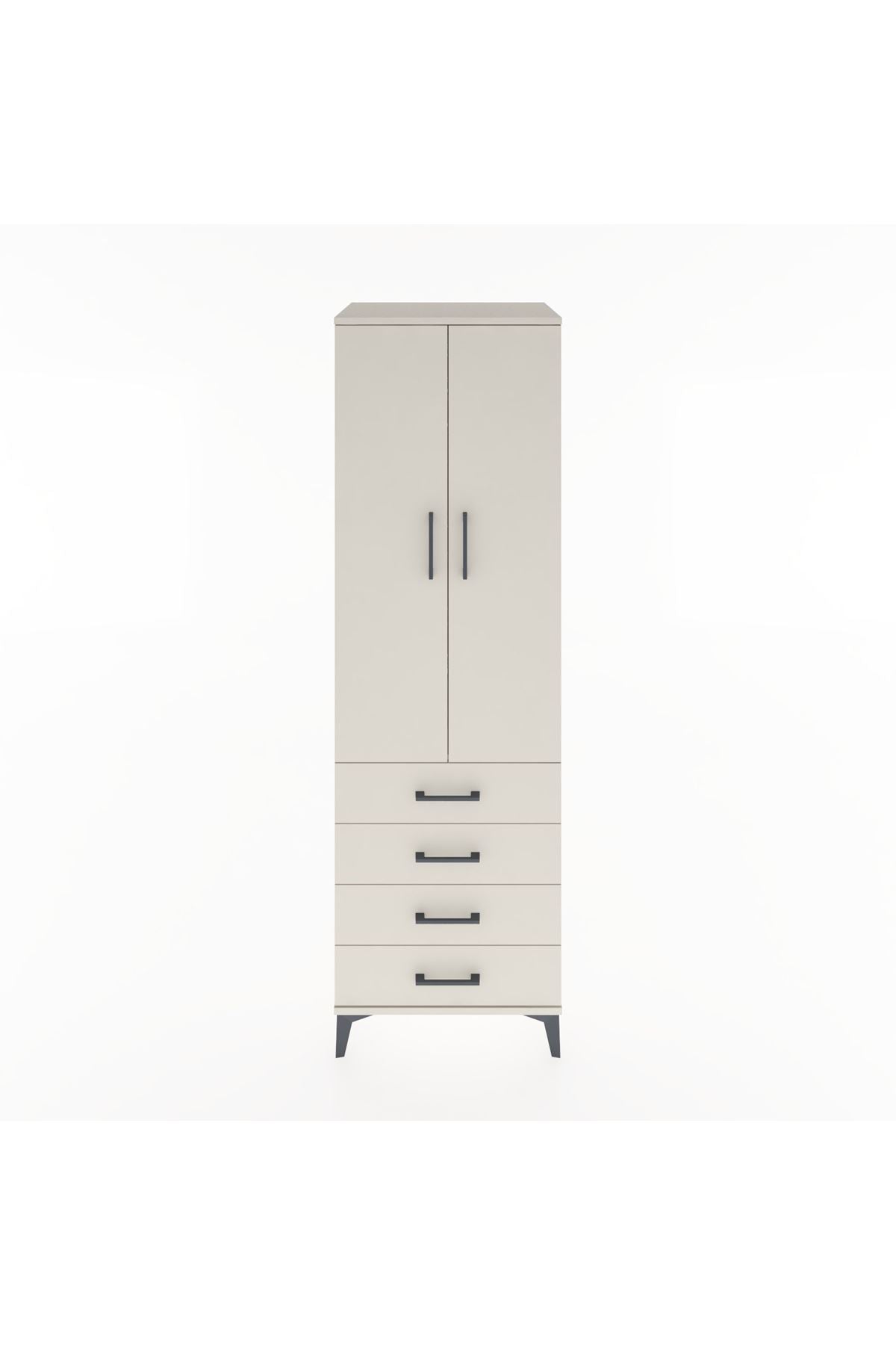 Hyperion Dolap Tek Raflı 4 Çekmeceli Tek Askılı 60x44x195 - S59M106V1B