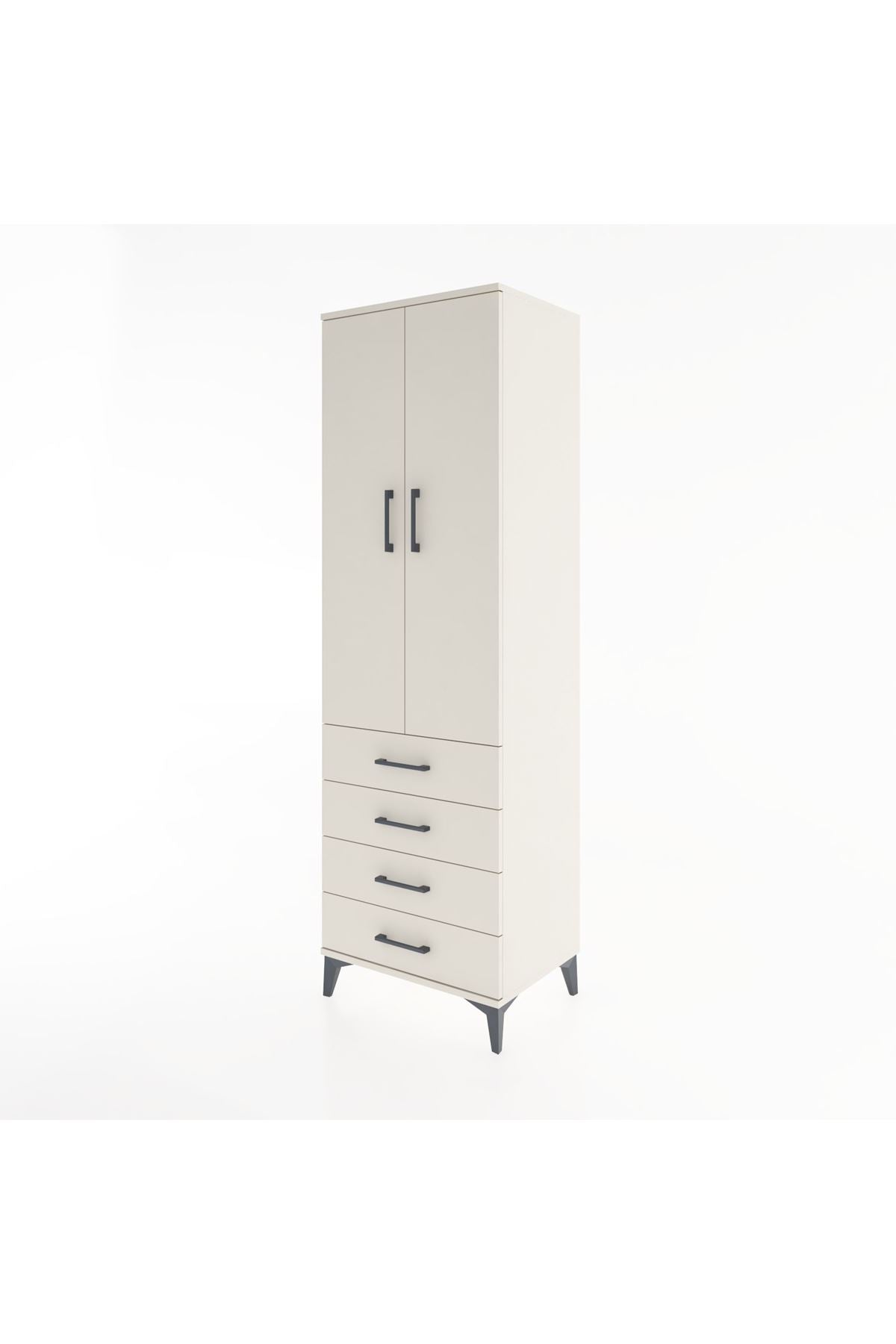 Hyperion Dolap Tek Raflı 4 Çekmeceli Tek Askılı 60x44x195 - S59M106V1B