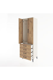 Hyperion Dolap Tek Raflı 4 Çekmeceli Tek Askılı 60x44x195 - S59M106V3B