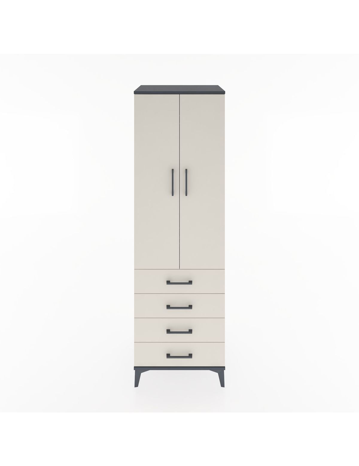 Hyperion Dolap Tek Raflı 4 Çekmeceli Tek Askılı 60x44x195 - S59M106V4B