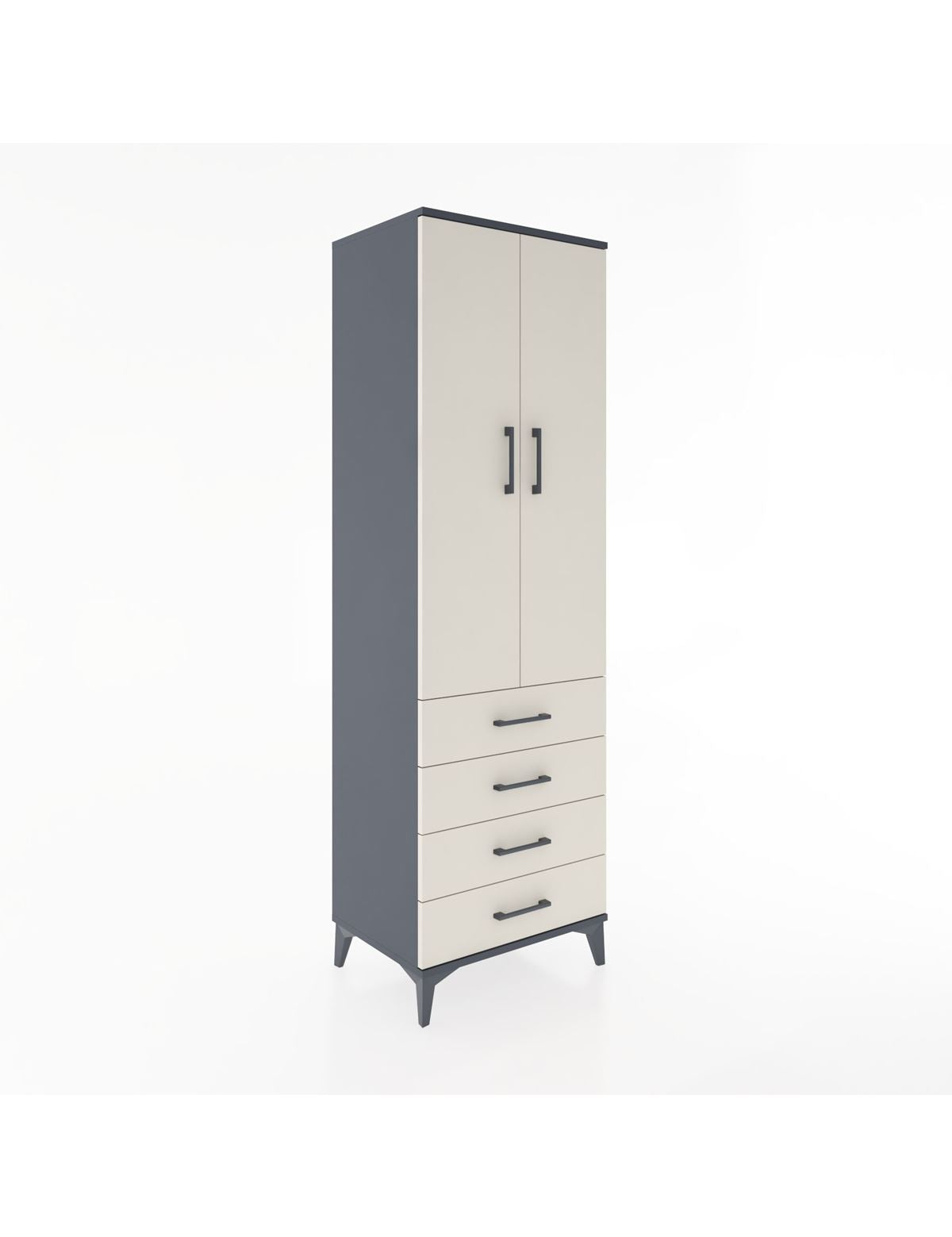 Hyperion Dolap Tek Raflı 4 Çekmeceli Tek Askılı 60x44x195 - S59M106V4B