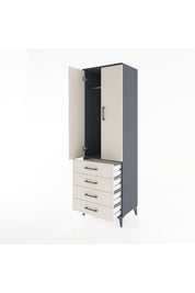 Hyperion Dolap Tek Raflı 4 Çekmeceli Tek Askılı 60x44x195 - S59M106V4B