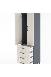 Hyperion Dolap Tek Raflı 4 Çekmeceli Tek Askılı 60x44x195 - S59M106V4B